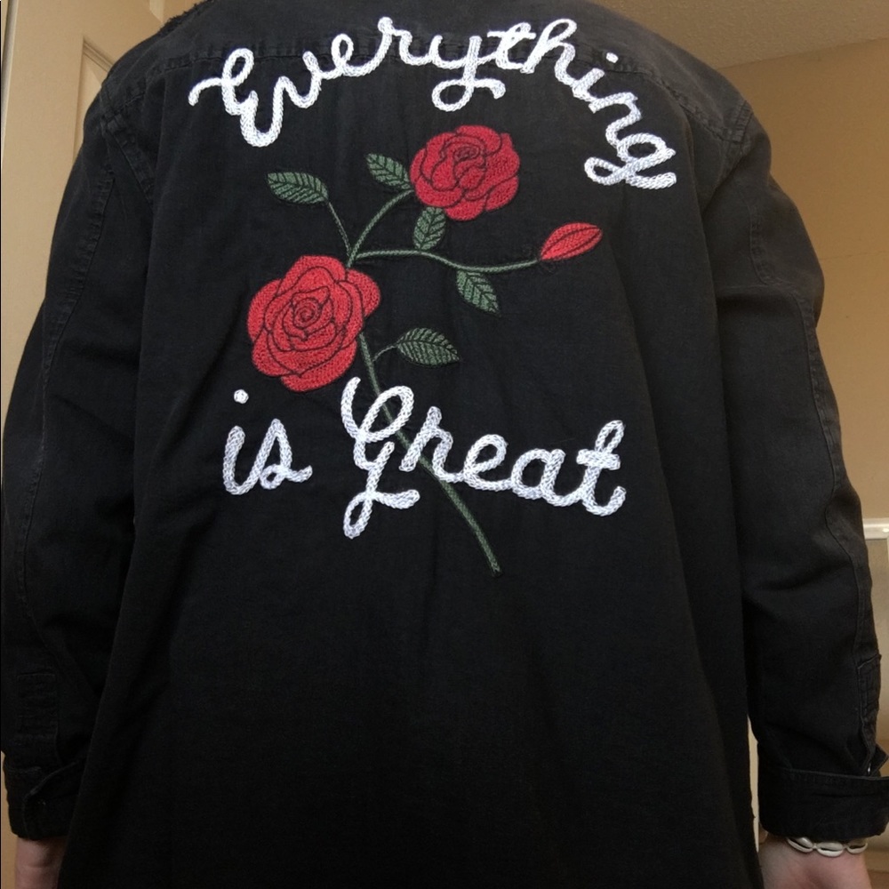 American Eagle Embroidered Denim Shacket